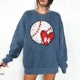 Womens Custom Baseball Mom Number 94 Heart For Mom Mommy Comfort Colors Sweatshirt Blue Jean