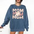 Women's Retro Baseball Mama Distressed Baseball Mom Life Comfort Colors Sweatshirt Blue Jean