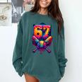 67 Meme Trendy Baseball Number 67 Player Six Seven Comfort Colors Sweatshirt Chalky Mint