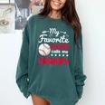 My Favorite Player Calls Me Grampy Baseball Grampy Comfort Colors Sweatshirt Chalky Mint