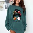Football Mom Baseball Mom Of Both Messy Bun Mother's Day Comfort Colors Sweatshirt Chalky Mint Football Mom Baseball Mom Of Both Messy Bun Mother's Day Comfort Colors Sweatshirt Chalky Mint