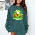 Kids St Patricks Day Shamrock Basketball Baseball Football Comfort Colors Sweatshirt Chalky Mint