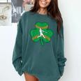 Retro Shamrock Baseball St Patricks Day Men Women Boys Girls Comfort Colors Sweatshirt Chalky Mint