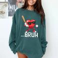 Valentines Bruh Red Heart Playing Baseball Men Boys Kids Comfort Colors Sweatshirt Chalky Mint