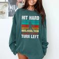 Women's Retro Hit Hard Run Fast Turn Left Baseball Lover Comfort Colors Sweatshirt Chalky Mint