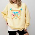 10 Years Old 10th Birthday Baseball Ice Cream Dripping Boys Comfort Colors Sweatshirt Blue Spruce