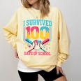 100 Days Of School Baseball Drip 100 Days Boy Girl Kids Comfort Colors Sweatshirt Blue Spruce
