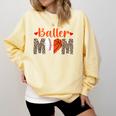 Baller Mom Leopard Basketball Baseball Mom Comfort Colors Sweatshirt Blue Spruce