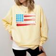 Baseball American Flag Patriotic USA Pride Comfort Colors Sweatshirt Blue Spruce