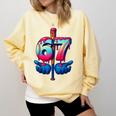 Baseball Bat Hands Drip 67 Six Seven Gen Alpha Slang Meme Comfort Colors Sweatshirt Blue Spruce