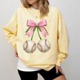 Baseball Girls Women Coquette Pink Bow Baseball Comfort Colors Sweatshirt Blue Spruce Baseball Girls Women Coquette Pink Bow Baseball Comfort Colors Sweatshirt Blue Spruce