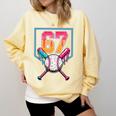 Baseball Ice Cream Drip Number 67 Player 67th Birthday Men Comfort Colors Sweatshirt Blue Spruce Baseball Ice Cream Drip Number 67 Player 67th Birthday Men Comfort Colors Sweatshirt Blue Spruce