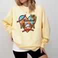 Baseball Mom Valentine Leopard Heart Softball Mother's Day Comfort Colors Sweatshirt Blue Spruce