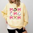 Baseball Nana Era Bows Baseball Mom Women Comfort Colors Sweatshirt Blue Spruce