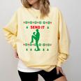 Baseball Player Christmas Pajama Send It Xmas PJs Boys Comfort Colors Sweatshirt Blue Spruce