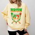 Bruh 67 Baseball Christmas Gingerbread Drip Number 67 Player Comfort Colors Sweatshirt Blue Spruce