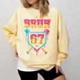 Bruh Baseball Ice Cream Drip Number 67 Player 67th Birthday Comfort Colors Sweatshirt Blue Spruce