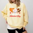 Happy Valentine’s Day Basketball Football Baseball Hearts Comfort Colors Sweatshirt Blue Spruce