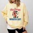 Hey Chicago Whadya Say Baseball Hot Dog Comfort Colors Sweatshirt Blue Spruce