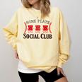 Home Plate Social Club Softball Season Baseball Mom Comfort Colors Sweatshirt Blue Spruce