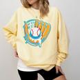 Ice Cream Baseball Mitt Drippy Scoop Baseball Sports Comfort Colors Sweatshirt Blue Spruce