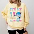 It's My 11th Birthday Baseball Ice Cream Drip Theme Comfort Colors Sweatshirt Blue Spruce
