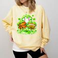 Kids St Patricks Day Shamrock Basketball Baseball Football Comfort Colors Sweatshirt Blue Spruce