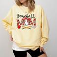 Leopard Baseball Mom Game Day Vibes Mother's Day Comfort Colors Sweatshirt Blue Spruce