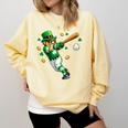 Leprechaun Play Baseball St Patrick's Day Men Kid Boys Comfort Colors Sweatshirt Blue Spruce