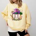 Mardi Gras Baseball Jester Hat Fleur De Lis Boys Girls Kids Comfort Colors Sweatshirt Blue Spruce