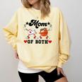Mom Of Both Basketball Baseball Mom Comfort Colors Sweatshirt Blue Spruce