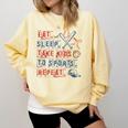 Retro Eat Sleep Take Kids To Sports Repeat Game Day Baseball Comfort Colors Sweatshirt Blue Spruce