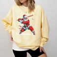 Santa Playing Baseball Christmas Candy Cane Fun Xmas Holiday Comfort Colors Sweatshirt Blue Spruce