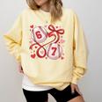 Six Seven Baseball Lover Sports Red Heart Bow Valentine Girl Comfort Colors Sweatshirt Blue Spruce