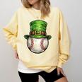 St Patricks Day Baseball Player Leprechaun Hat Men Boys Kids Comfort Colors Sweatshirt Blue Spruce