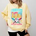 I Survived 100 Days Of School Baseball Drip Students Teacher Comfort Colors Sweatshirt Blue Spruce I Survived 100 Days Of School Baseball Drip Students Teacher Comfort Colors Sweatshirt Blue Spruce