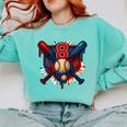 Baseball 8 Year Old Splash Drip 8th Birthday Boy Number 8 Comfort Colors Sweatshirt Butter