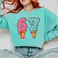 Baseball Ice Cream Drip 6 7 Kids 67 Birthday Comfort Colors Sweatshirt Butter