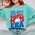 In My Baseball Mom Era Groovy Baseball Mother's Day US Flag Comfort Colors Sweatshirt Butter
