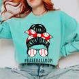 Baseball Mom Leopard Messy Bun Game Day Comfort Colors Sweatshirt Butter