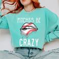 Baseball Mom Pitches Be Crazy Lips Premium Comfort Colors Sweatshirt Butter
