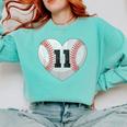 Baseball Number 11 Distressed Heart For Baseball Moms Comfort Colors Sweatshirt Butter Baseball Number 11 Distressed Heart For Baseball Moms Comfort Colors Sweatshirt Butter