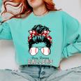 Busy Raising Ballers Messy Bun Funny Baseball Mom Comfort Colors Sweatshirt Butter