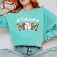 Catcher Mom Baseball Mom Leopard Game Day Comfort Colors Sweatshirt Butter