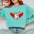 Cute Baseball &Cupid Wings Happy Valentines Boys Men Comfort Colors Sweatshirt Butter