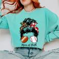 Football Mom Baseball Mom Of Both Messy Bun Mother's Day Premium Tri-Blend Comfort Colors Sweatshirt Butter