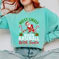 Most Likely To Play Baseball With Santa Christmas Pajamas Comfort Colors Sweatshirt Butter