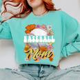 Retro Groovy Baseball Mom Family Matching Women Comfort Colors Sweatshirt Butter