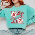 Six Seven Baseball Lover Sports Red Heart Bow Valentine Girl Comfort Colors Sweatshirt Butter