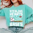 Stealing Hearts Like I Steal Bases Baseball Valentines Comfort Colors Sweatshirt Butter